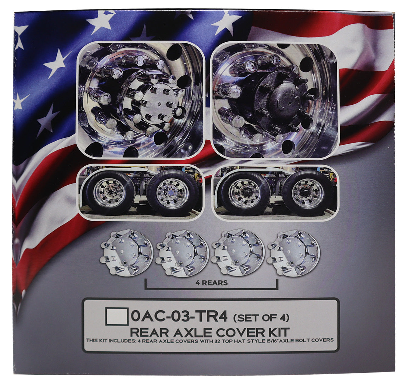 REAR AXLE COVER KIT W/TOP HAT NUT COVERS (0AC-03-TR4)