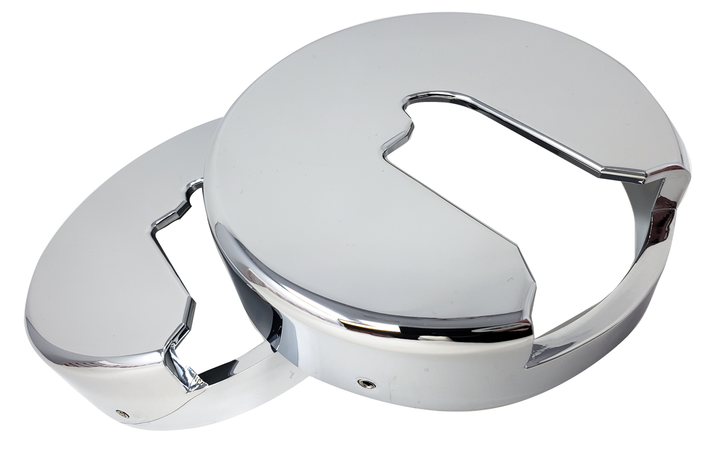 CHROME PLATED BILLET ALUMINUM PETERBILT FUEL CAP COVER (PACK OF 2) (CFCC-2)