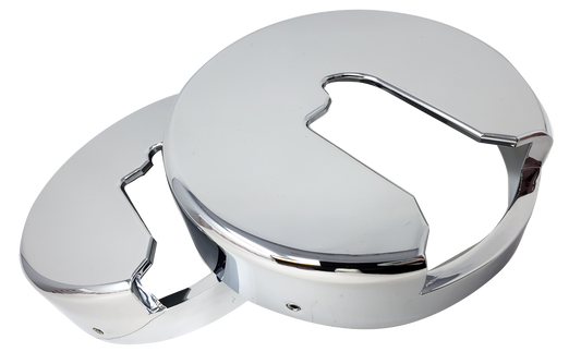 CHROME PLATED BILLET ALUMINUM PETERBILT FUEL CAP COVER (PACK OF 2) (CFCC-2)